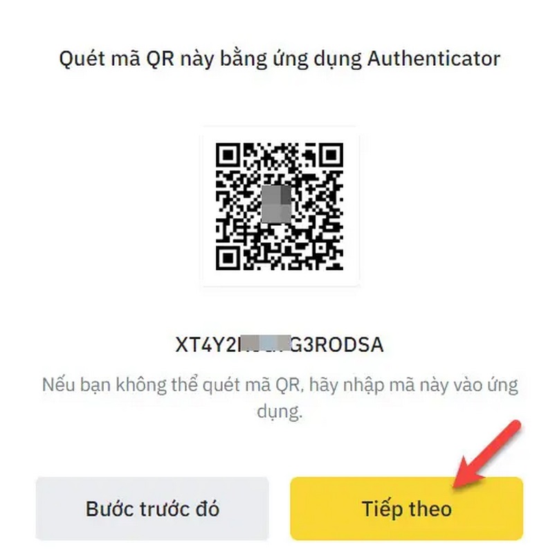Quét mã QR để mở Google Authenticator