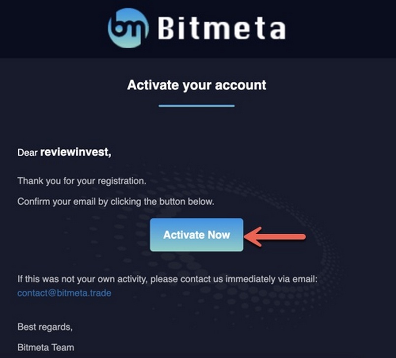 Hoàn tất đăng ký sàn Bitmeta Trade